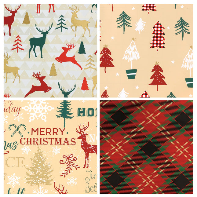30" x 10' Wrapping Paper Bundle (4-pack) | Natural Christmas LaRibbons and Crafts