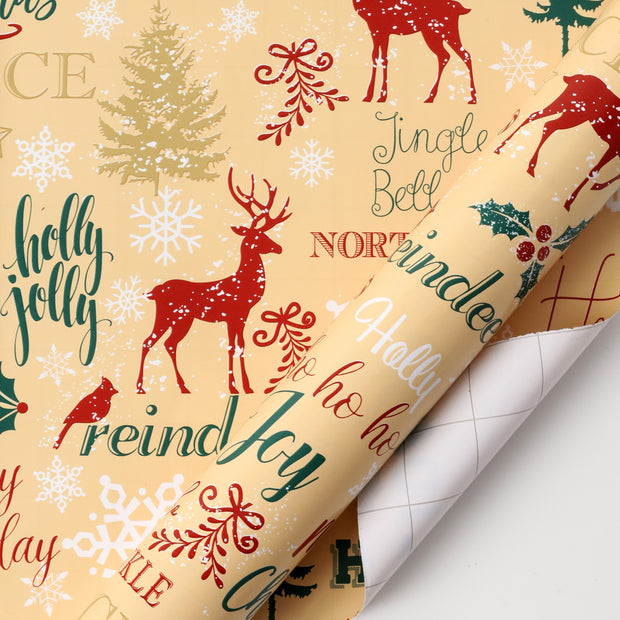 30" x 10' Holiday Wrapping Paper | Christmas Natural Wishes