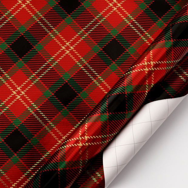 30" x 10' Holiday Wrapping Paper | Red/Black Diagonal Plaid