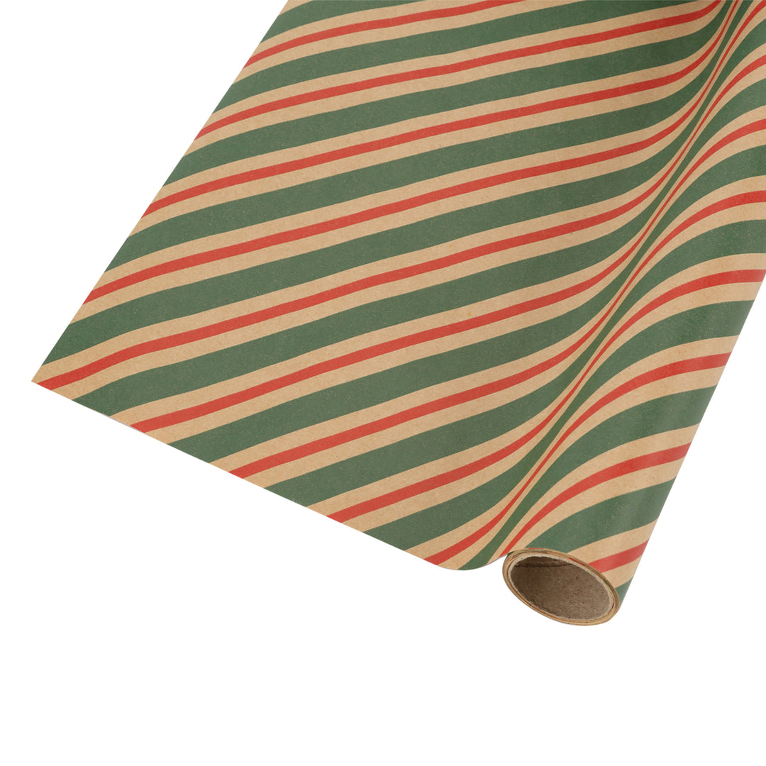 30" x 10' Kraft Wrapping Paper | Seasonal Diagonal Striped