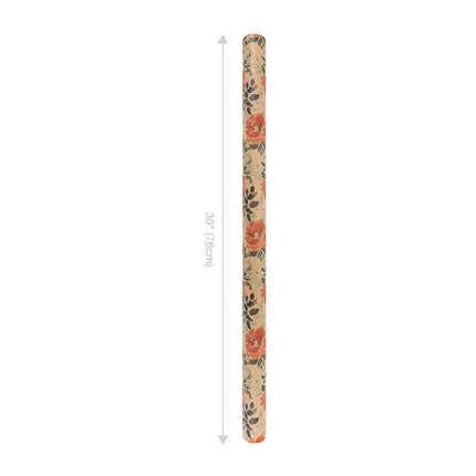 30" x 10' Wrapping Paper | Kraft Pink Floral LaRibbons and Crafts