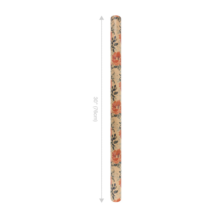 30" x 10' Wrapping Paper | Kraft Pink Floral