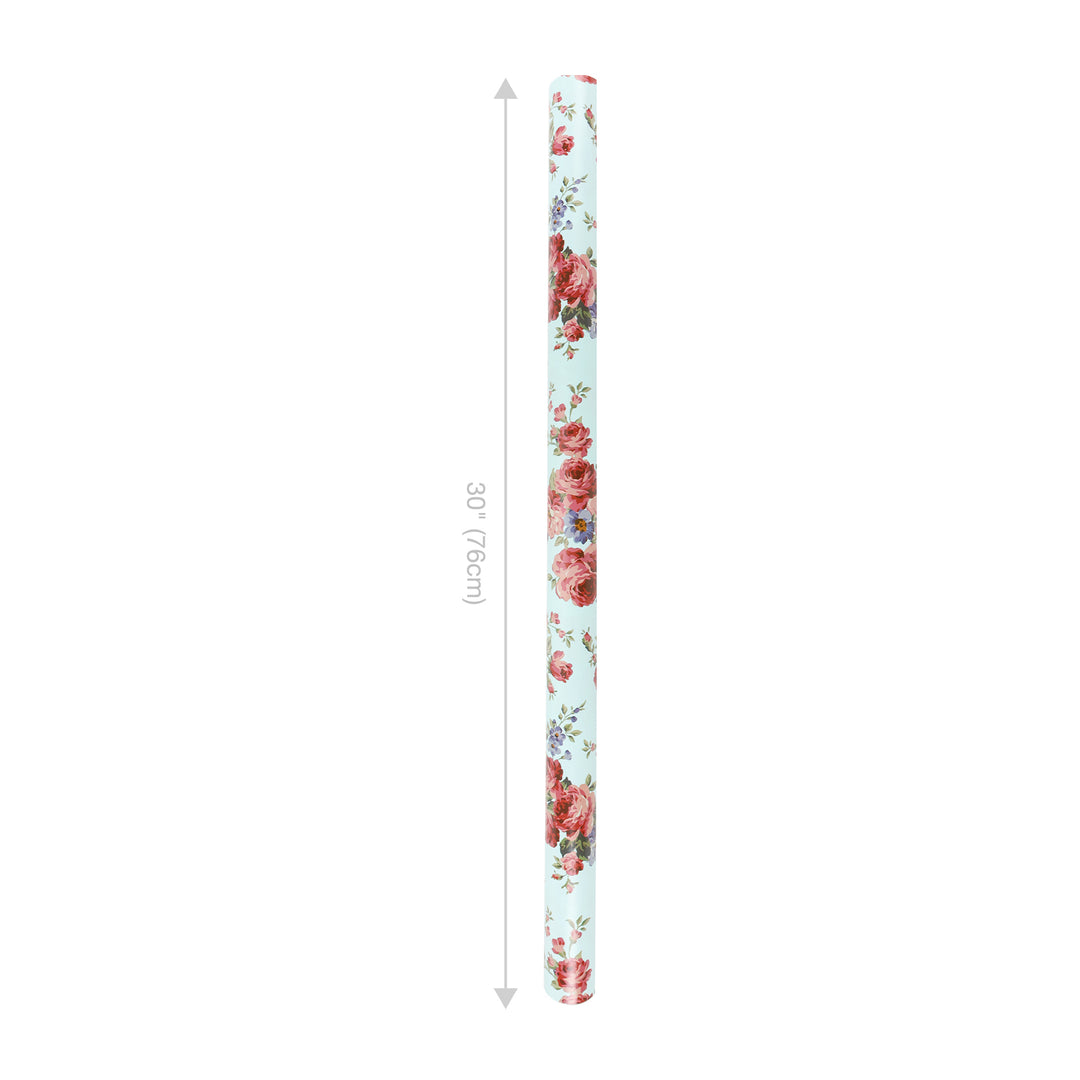 30" x 10' Wrapping Paper | Blue Floral