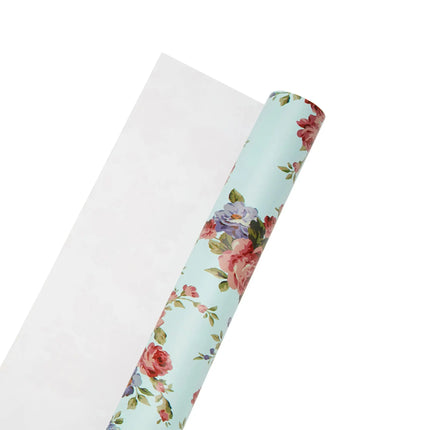 30" x 10' Wrapping Paper | Blue Floral LaRibbons and Crafts