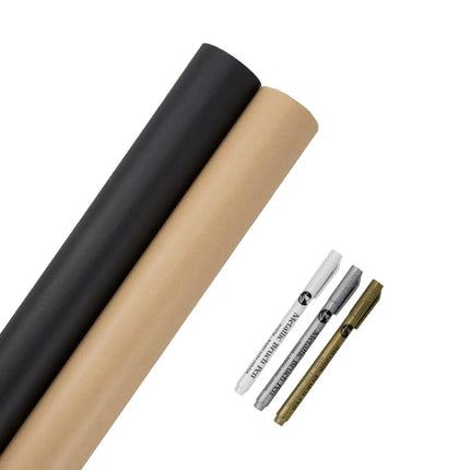 30" x 33' Kraft & Chalkboard Wrapping Paper Kit w/ Markers (2-Pack) LaRibbons and Crafts