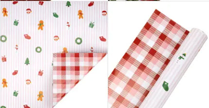 30" x 33' Holiday Reversible Wrapping Paper Jumbo Roll | Christmas Cuties on Stripes and Merry Checks