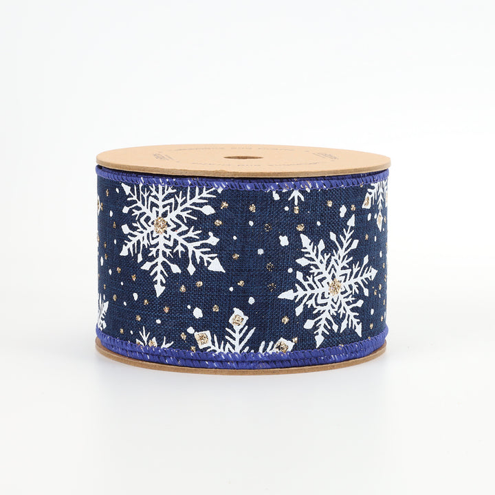 2 1/2" Wired Ribbon | "Snowflake" Blue/White | 10 Yard Roll