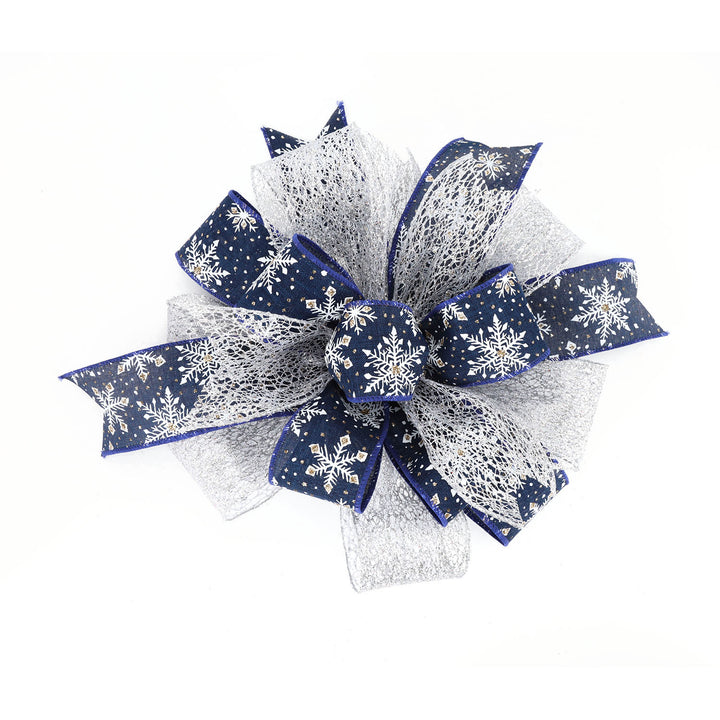 2 1/2" Wired Ribbon | "Snowflake" Blue/White | 10 Yard Roll