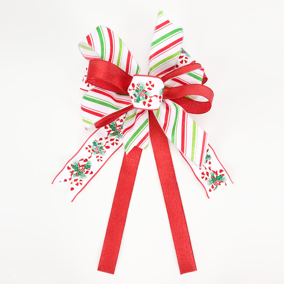 2 1/2" Wired Ribbon | "Candy Cane" White/Red/Iris | 10 Yard Roll