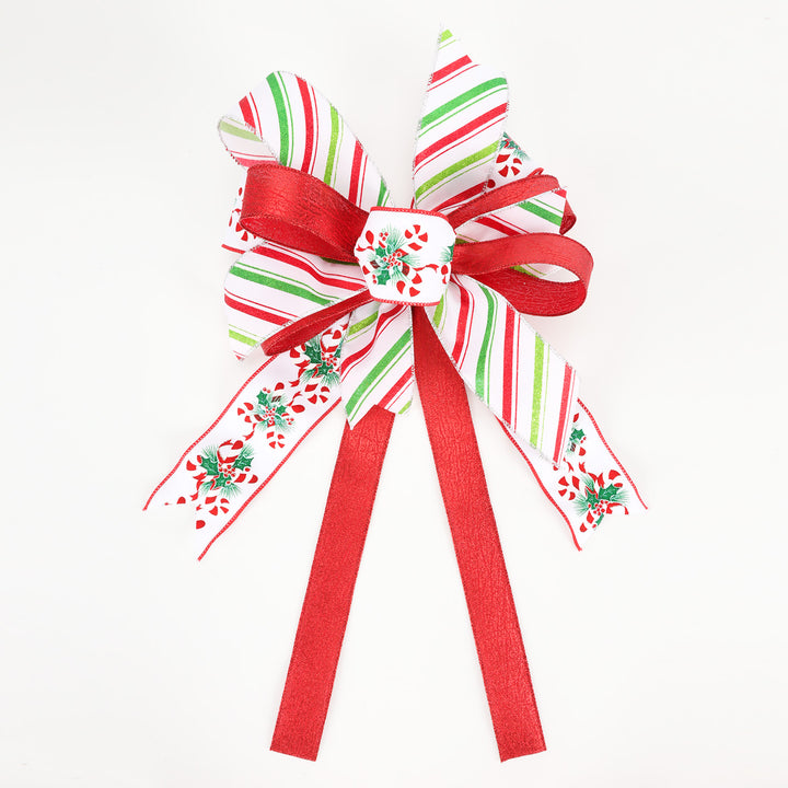 2 1/2" Wired Ribbon | "Candy Cane" White/Red/Iris | 10 Yard Roll