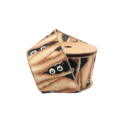 2 1/2" Wired Ribbon | "Mummy" Brown/Black/White | 10 Yard Roll LaRibbons and Crafts