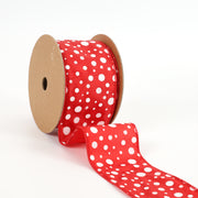 2 1/2" Wired Ribbon | "Glitter Polka Dot" Red/White | 10 Yard Roll
