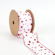2 1/2" Wired Ribbon | "Glitter Polka Dot" White/Red | 10 Yard Roll