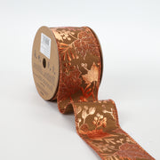 2 1/2" Wired Ribbon | "Metallic Leaf" Brown/Copper | 10 Yard Roll