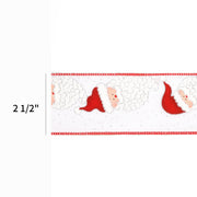 2 1/2" Wired Ribbon | "Santa Claus" White/Red | 10 Yard Roll