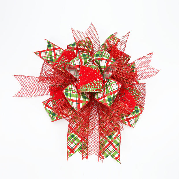 2 1/2" Wired Ribbon | "Holiday Plaid" White/Red/Green | 10 Yard Roll
