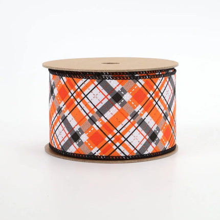 2 1/2" Wired Ribbon | "Halloween Plaid" White/Org/Black | 10 Yard Roll LaRibbons and Crafts