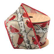 2 1/2" Wired Ribbon | "Cardinal" Natural/Red Multi | 10 Yard Roll
