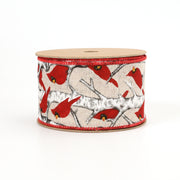 2 1/2" Wired Ribbon | "Cardinal" Natural/Red Multi | 10 Yard Roll