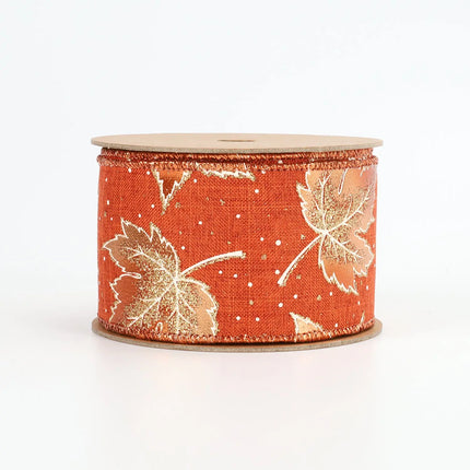 2 1/2" Wired Ribbon | "Metallic Leaf" Rust/Copper/Gold | 10 Yard Roll LaRibbons and Crafts