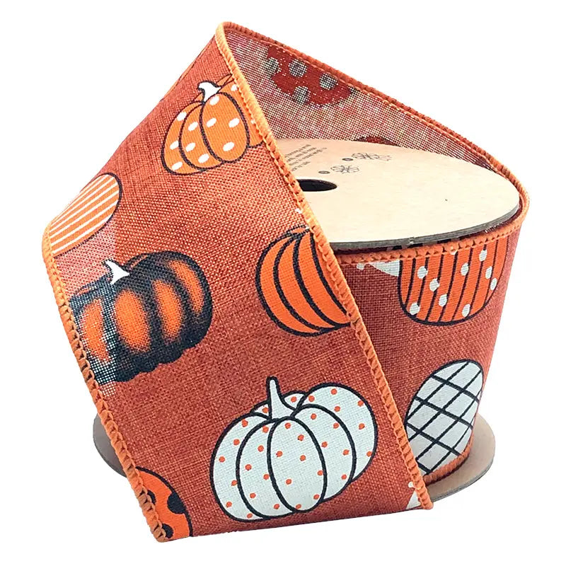 2 1/2" Wired Ribbon | "Multi Pumpkin" Rust/Multi | 10 Yard Roll LaRibbons and Crafts