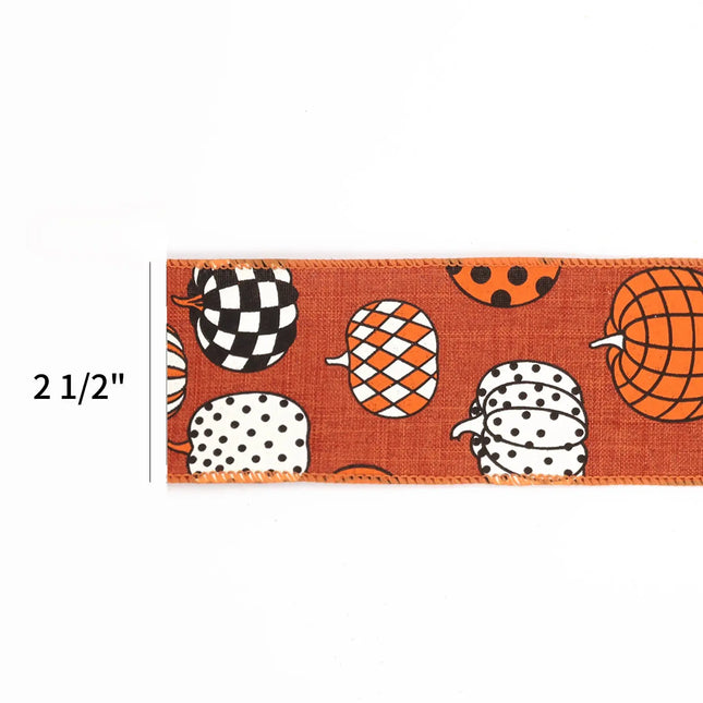 2 1/2" Wired Ribbon | "Multi Pumpkin" Rust/Multi | 10 Yard Roll LaRibbons and Crafts