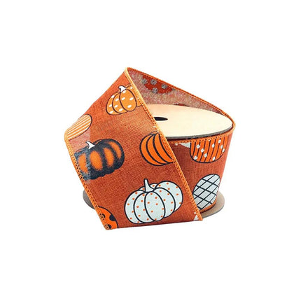 2 1/2" Wired Ribbon | "Multi Pumpkin" Rust/Multi | 10 Yard Roll LaRibbons and Crafts