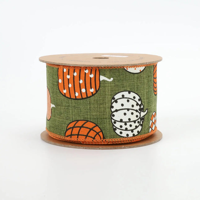 2 1/2" Wired Ribbon | "Multi Pumpkin" Green/Multi | 10 Yard Roll LaRibbons and Crafts
