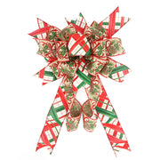 2 1/2" Wired Ribbon | "Faux Argyle" White/Red Multi | 10 Yard Roll
