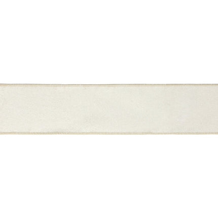 2 1/2" Reversible Velvet/Lurex Wired Ribbon | Ivory/Gold | 10 Yard Roll LaRibbons and Crafts