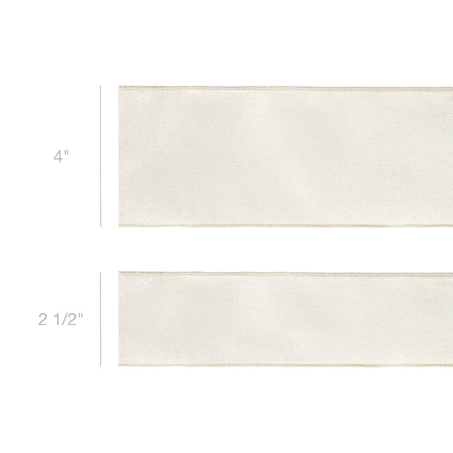 2 1/2" Reversible Velvet/Lurex Wired Ribbon | Ivory/Gold | 10 Yard Roll LaRibbons and Crafts