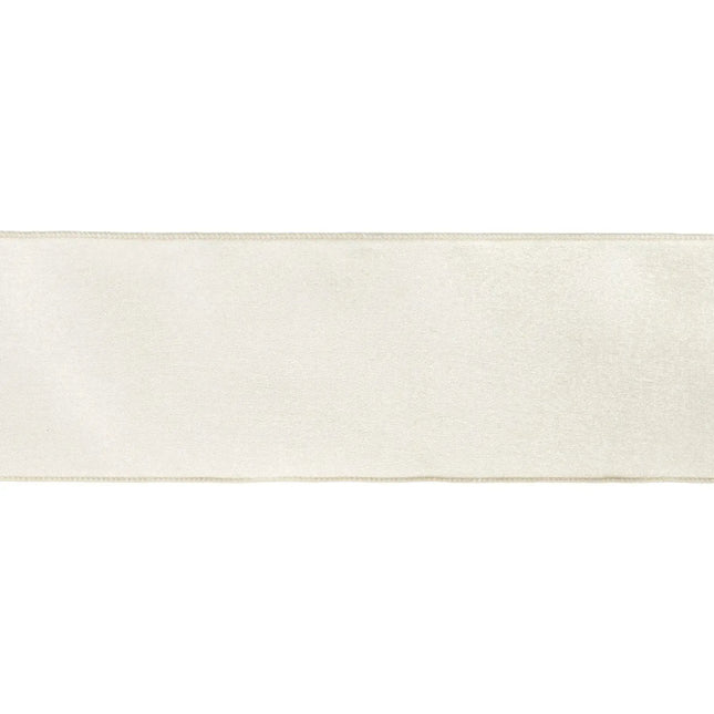 4" Reversible Velvet/Lurex Wired Ribbon | Ivory/Gold | 10 Yard Roll LaRibbons and Crafts