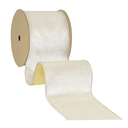 Reversible velvet wired ribbon in ivory (gold backing), great for Christmas crafting, decor.