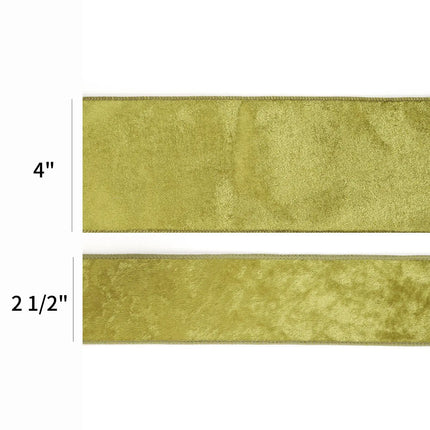 4" Reversible Velvet/Lurex Wired Ribbon | Moss/Gold | 10 Yard Roll