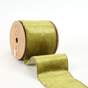4" Reversible Velvet/Lurex Wired Ribbon | Moss/Gold | 10 Yard Roll
