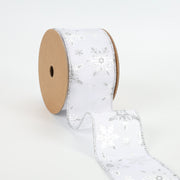 2 1/2" Wired Ribbon | "Metallic Snowflake" White/Silver | 10 Yard Roll