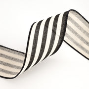 2 1/2" Wired Ribbon | "Striped" Black/White | 10 Yard Roll