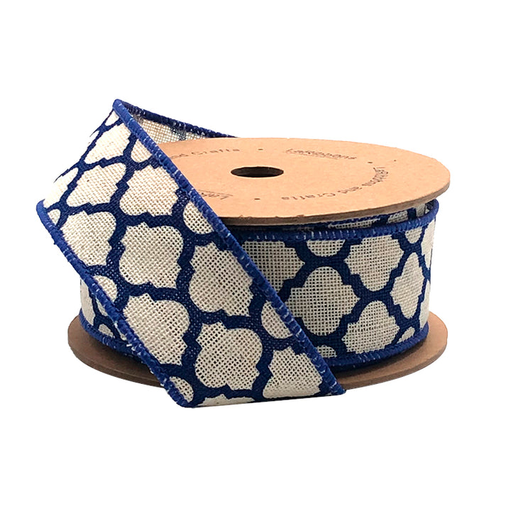 1 1/2" Wired Ribbon | "Lattice" Natural | 10 Yard Roll