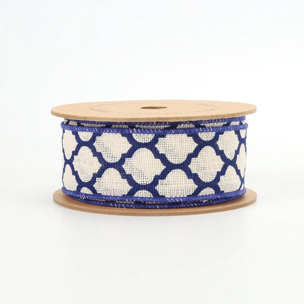 1 1/2" Wired Ribbon | "Lattice" Natural | 10 Yard Roll LaRibbons and Crafts