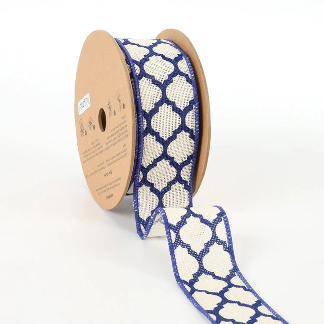 1 1/2" Wired Ribbon | "Lattice" Natural | 10 Yard Roll LaRibbons and Crafts