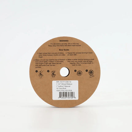 1 1/2" Wired Ribbon | "Lattice" Natural | 10 Yard Roll LaRibbons and Crafts