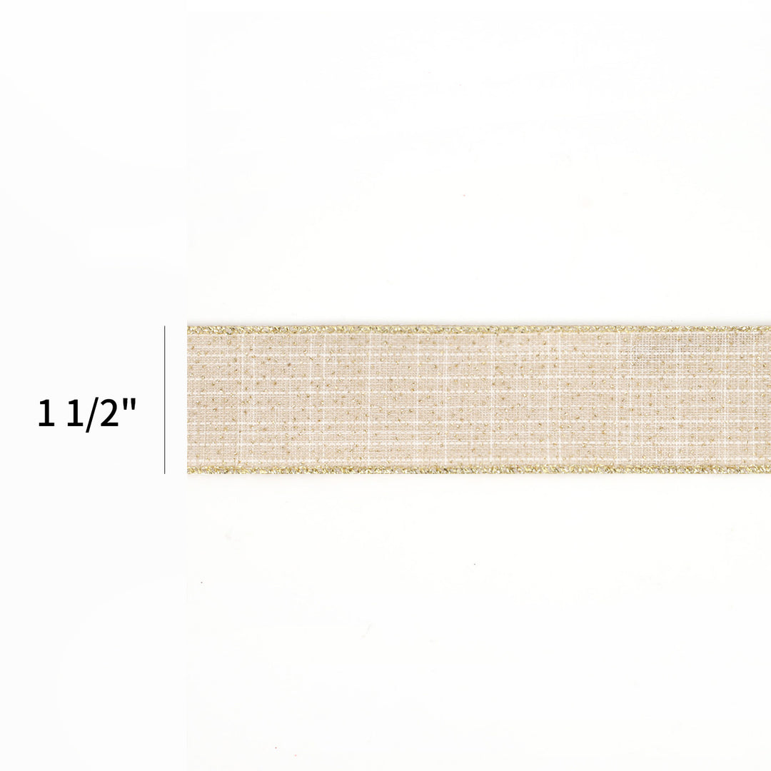 1 1/2" Wired Ribbon | "Linen" Natural | 10 Yard Roll