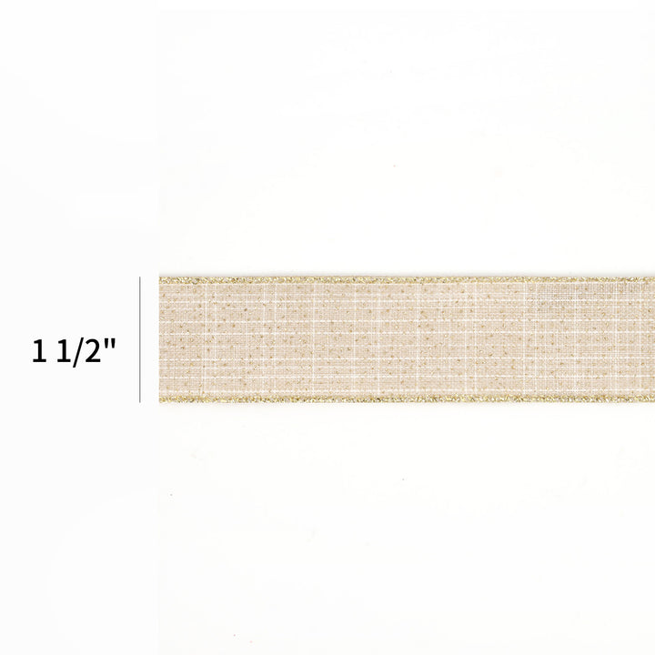 1 1/2" Wired Ribbon | "Linen" Natural | 10 Yard Roll