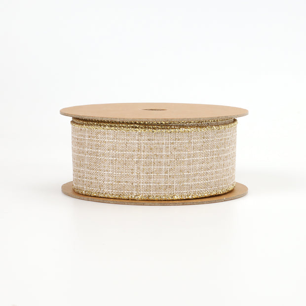 1 1/2" Wired Ribbon | "Linen" Natural | 10 Yard Roll