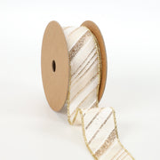 1 1/2" Wired Ribbon | "Glitter Striped" White/Multi | 10 Yard Roll