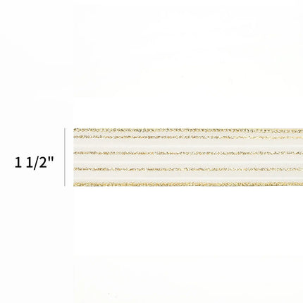 1 1/2" Wired Ribbon | "Glitter Striped" White/Gold | 10 Yard Roll LaRibbons and Crafts