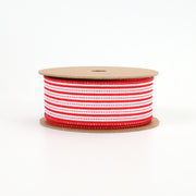 1 1/2" Wired Ribbon | "Mini Striped" White/Red | 10 Yard Roll