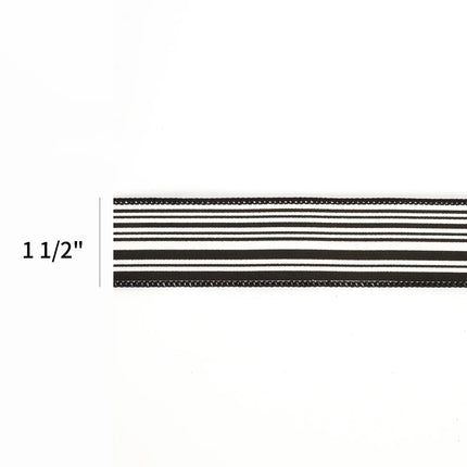 1 1/2" Wired Ribbon | "Striped" Black/White | 10 Yard Roll LaRibbons and Crafts