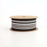 1 1/2" Wired Ribbon | "Striped" Black/White | 10 Yard Roll