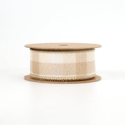 1 1/2" Wired Ribbon | "Check" Natural/White | 10 Yard Roll